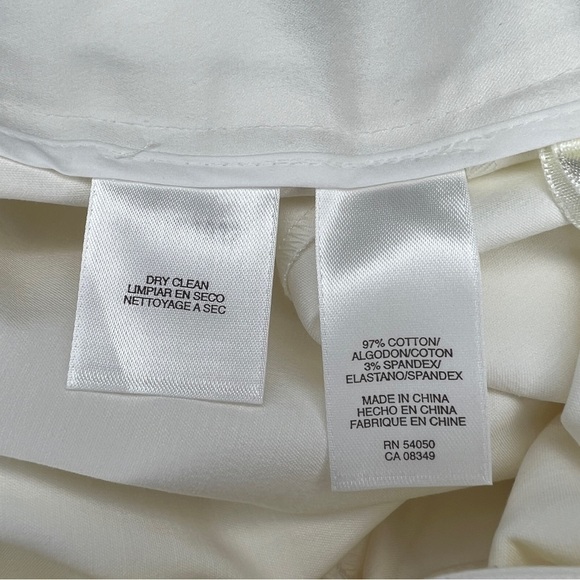 NEW Anne Klein White Sateen Straight Leg Pants Neutral Coastal Size 4 - Picture 10 of 10